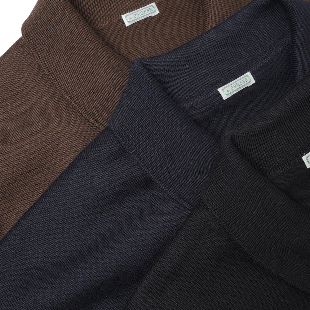 A.PRESSE Cotton Knit S/S Polo Shirts