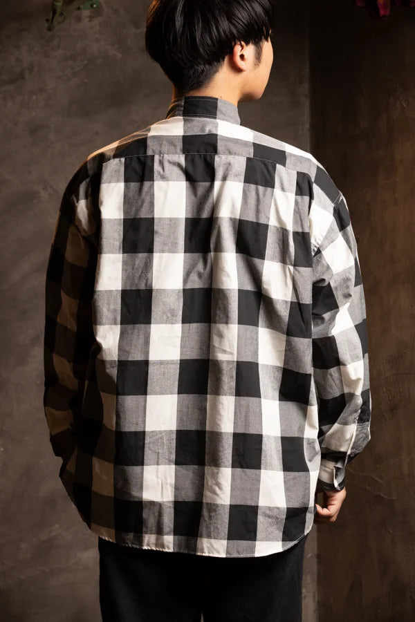 Porter Classic BLOCK CHECK STAND COLLAR SHIRT