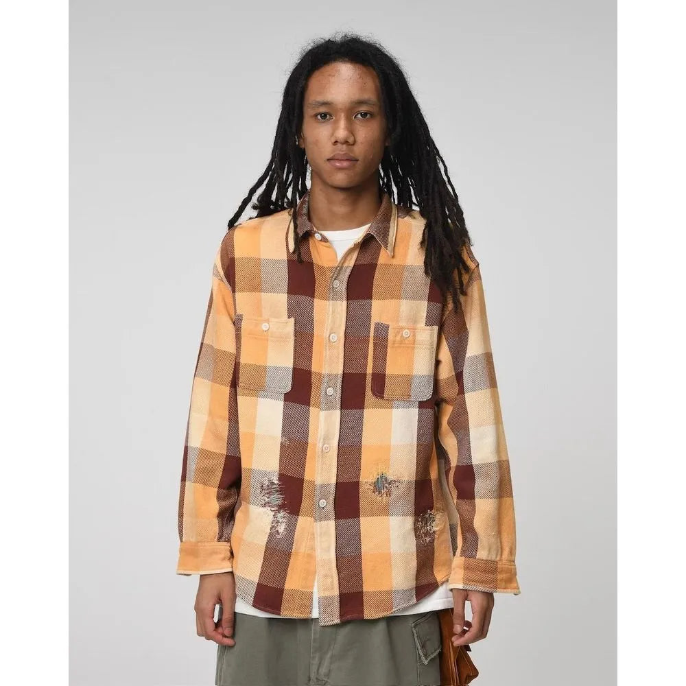 美品 BOW WOW REPAIR AGEING FLANNEL SHIRTS BOW WOW REPAIR AGEING FLANNEL SHIRTS – unexpected store
