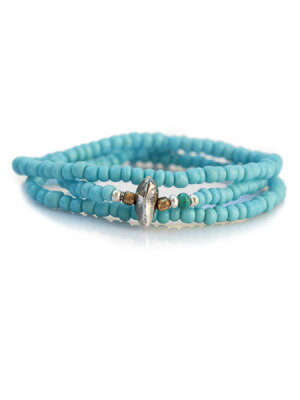 SunKu Antique Beads Necklace & Bracelet Mat Sax LTD-018