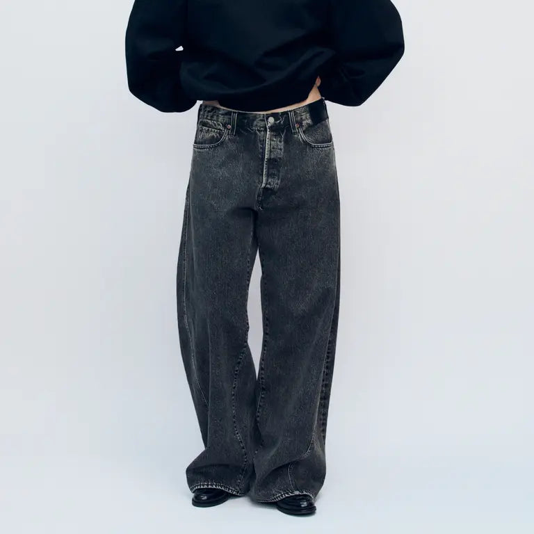 ssstein DEFORMATION WIDE DENIM JEANS