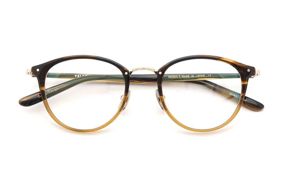 YELLOWS PLUS NICKY EYEGLASS FRAME Brown Sasa・Brown Half / Gold