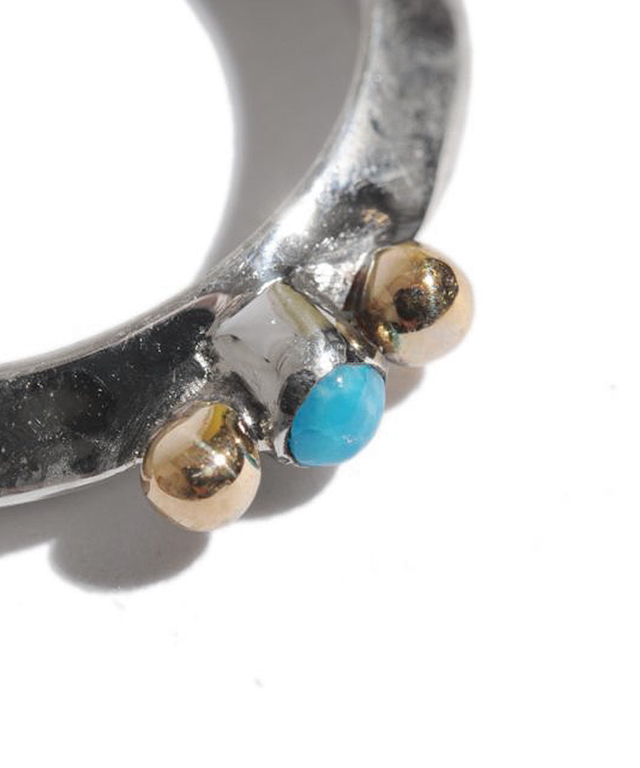 LARRY SMITH EXTRA THIN TURQUOISE RING 18K POINT