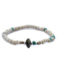 SunKu Antique Beads Bracelet White/Turquoise LTD-023