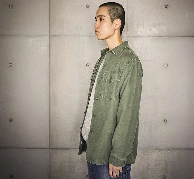 orSlow US ARMY FATIGUE SHIRT GREEN USED