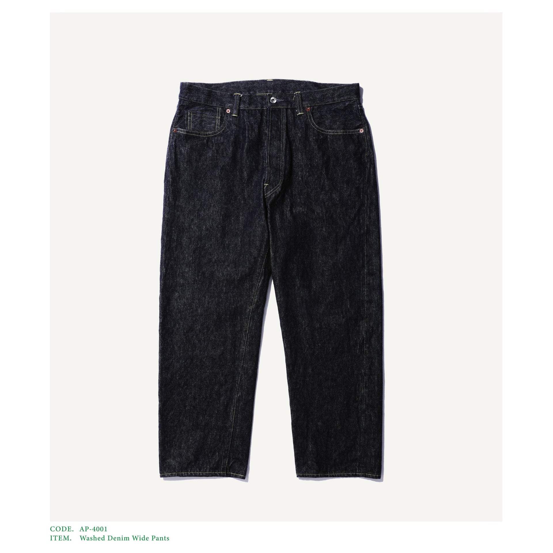 A.PRESSE Washed Denim Wide Pants (ONE WASH) – unexpected store