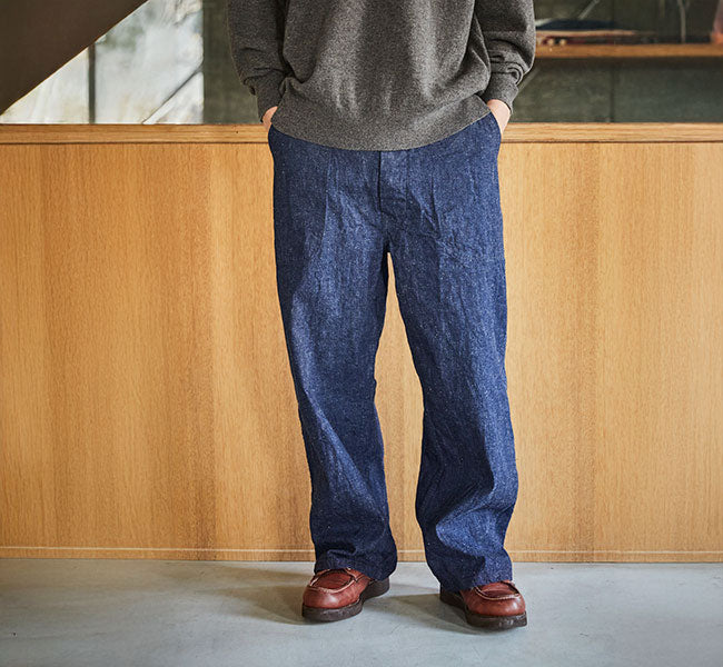 orSlow WIDE FIT US NAVY DENIM UTILITY PANTS ONE WASH – unexpected