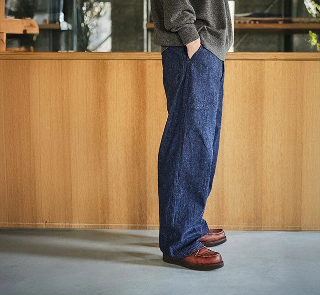 orSlow WIDE FIT US NAVY DENIM UTILITY PANTS ONE WASH