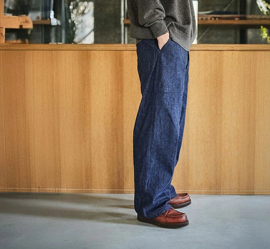 orSlow WIDE FIT US NAVY DENIM UTILITY PANTS ONE WASH