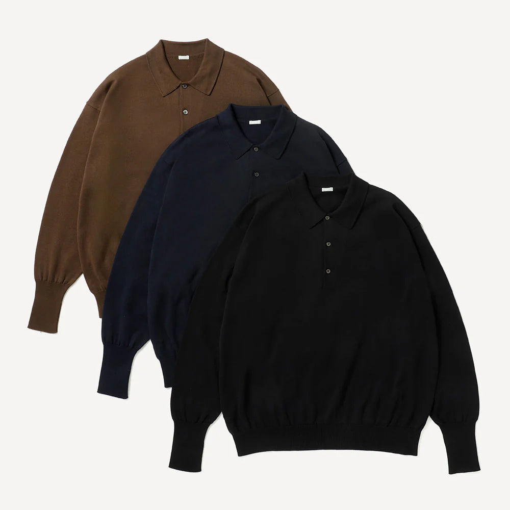 A.PRESSE Cotton Knit L/S Polo Shirts