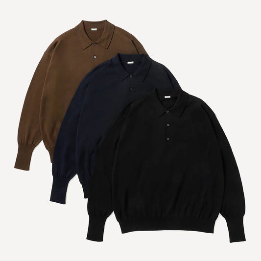 A.PRESSE Cotton Knit L/S Polo Shirts