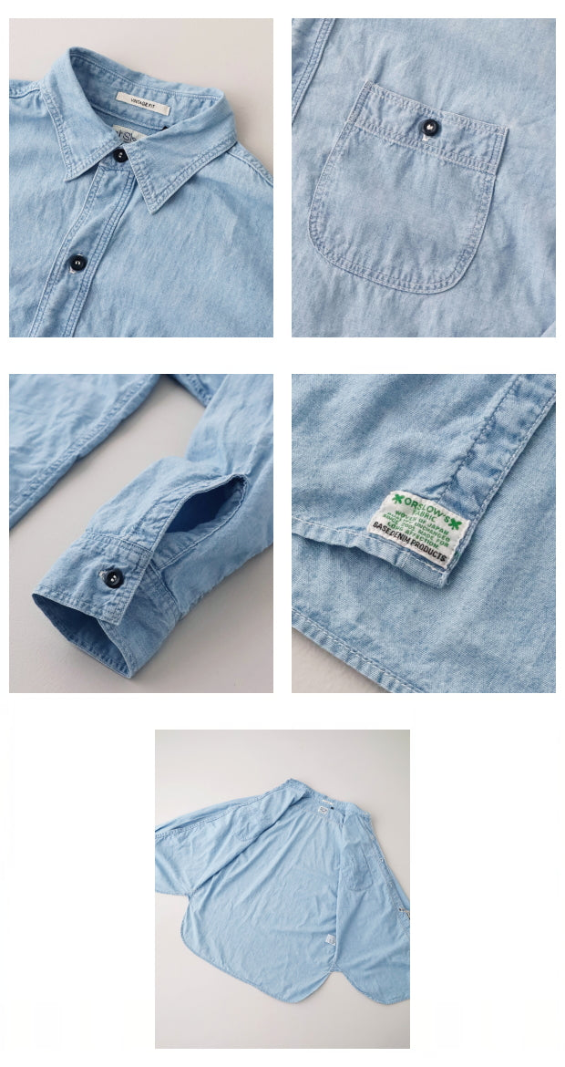 orSlow Vintage Fit Chambray Work Shirt Bleached