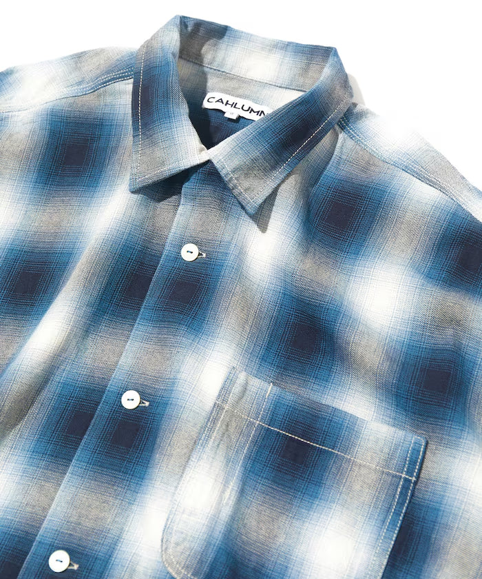 CAHLUMN Magazine Pocket Open Collar Shirt (Ombre)