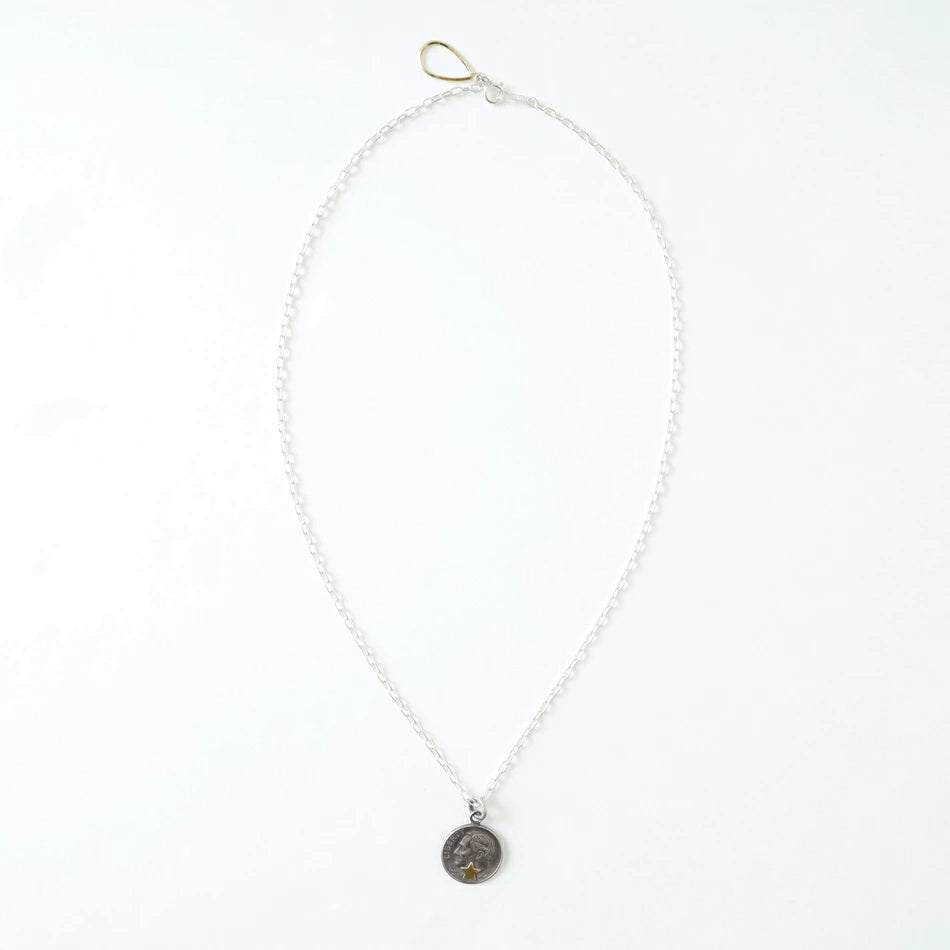 Button Works Roosevelt Dime Coin Necklace - Star