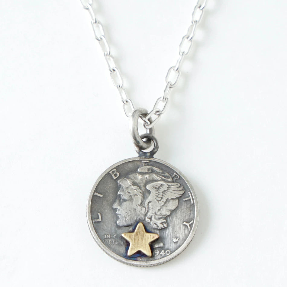 Button Works Mercury Dime Coin Necklace - Star
