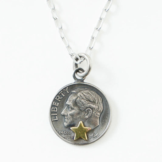 Button Works Roosevelt Dime Coin Necklace - Star