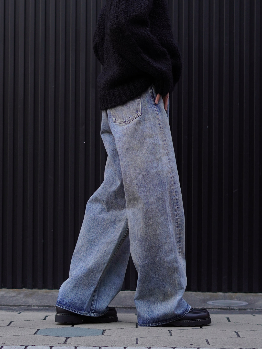 ssstein TWIST SEAM BAGGY VINTAGE DENIM JEANS