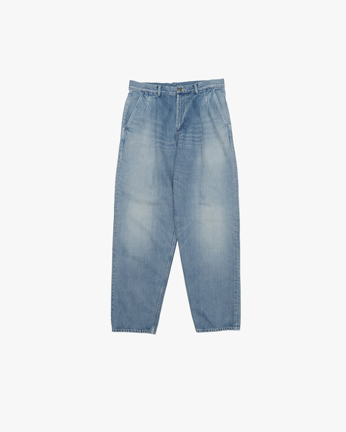 Graphpaper Selvage Denim Two Tuck Tapered Pants - LIGHT FADE 