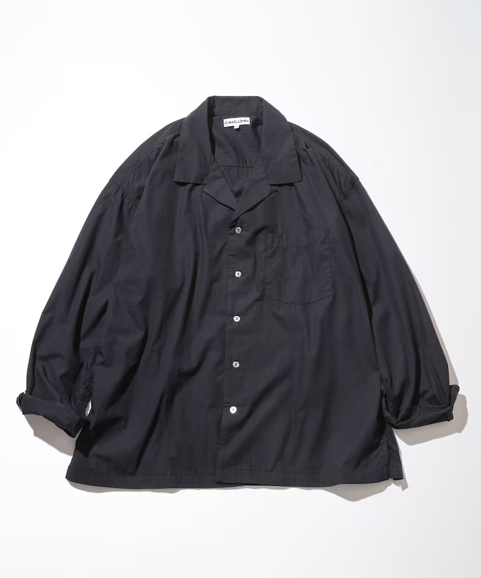 CAHLUMN Magazine Pocket Broadcloth Open Collar Shirt