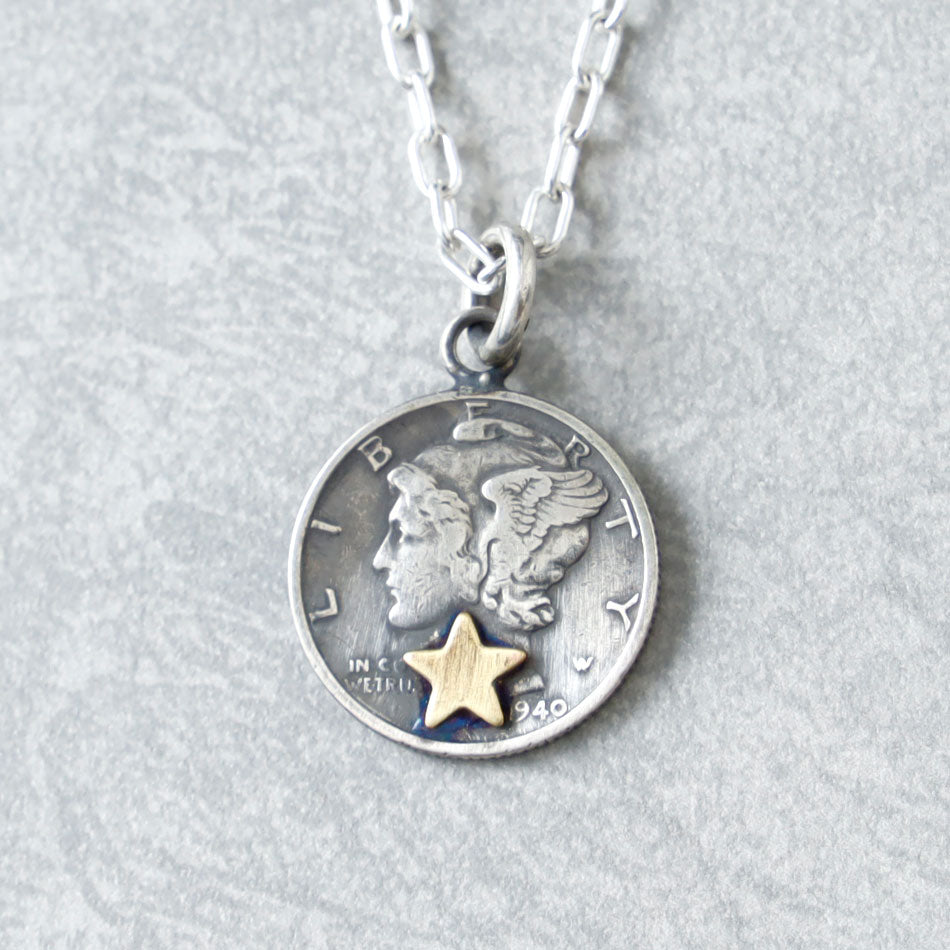 Button Works Mercury Dime Coin Necklace - Star