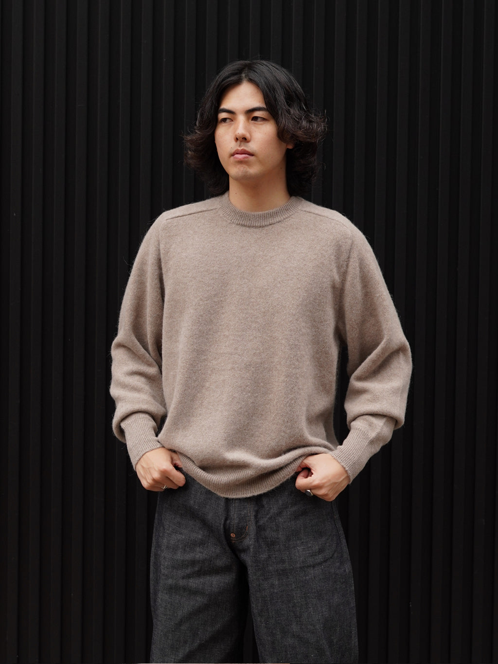 ssstein FINE ALPACA KNIT CREW NECK LS