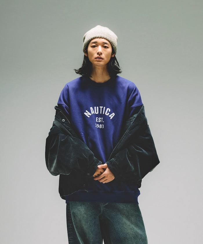 NAUTICA JAPAN Felt Patch Arch Logo Crewneck Sweatshirt