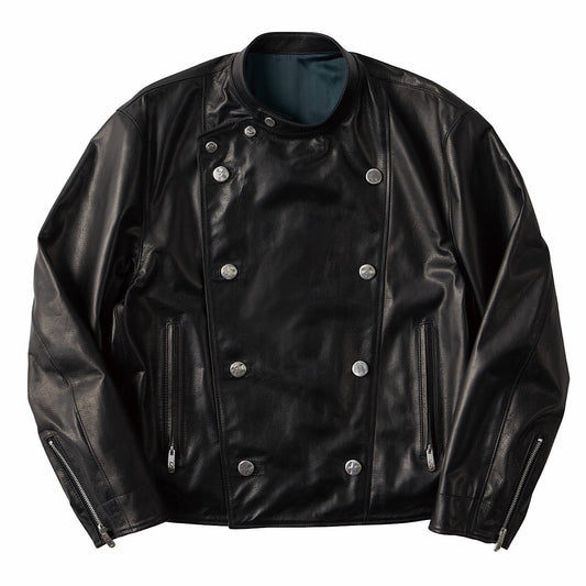 PORTER CLASSIC LEATHER CLASSIC DOUBLE JACKET W/SILVER BUTTONS