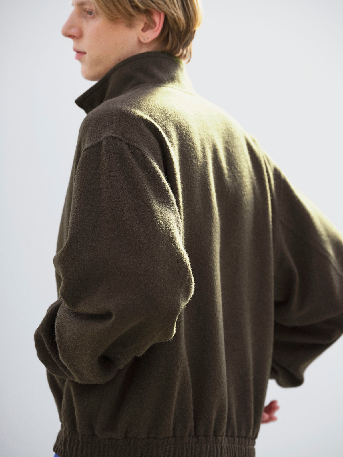AURALEE BABY CAMEL FLANNEL ZIP BLOUSON