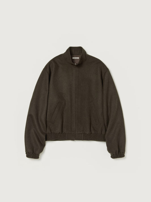 AURALEE BABY CAMEL FLANNEL ZIP BLOUSON