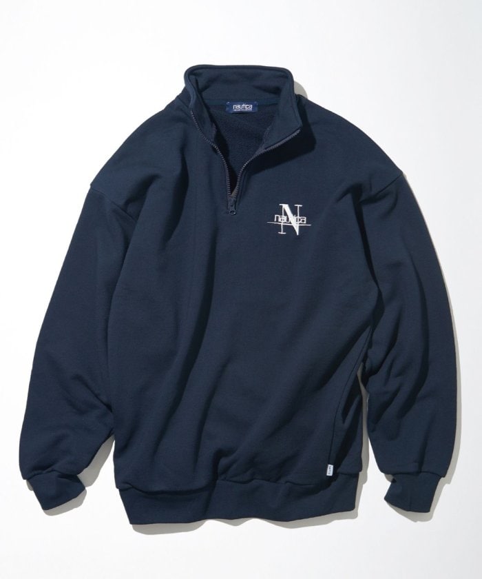 NAUTICA JAPAN Back Embroidery Logo Cadet Collar Sweatshirt