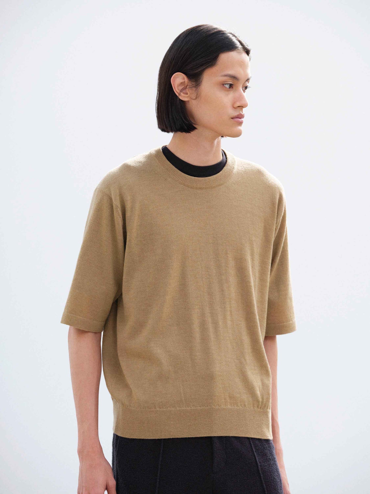 AURALEE CASHMERE HARD TWIST KNIT TEE