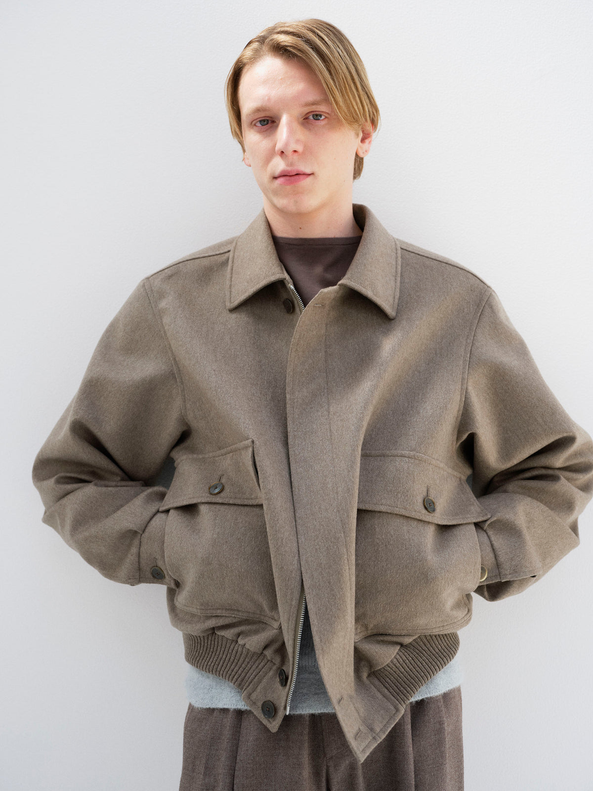 AURALEE CASHMERE MOLESKIN ZIP BLOUSON