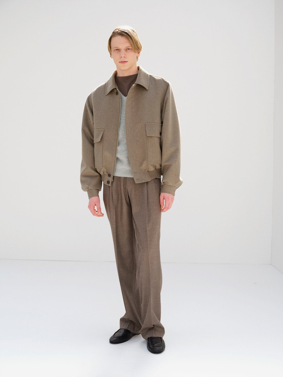 AURALEE CASHMERE MOLESKIN ZIP BLOUSON