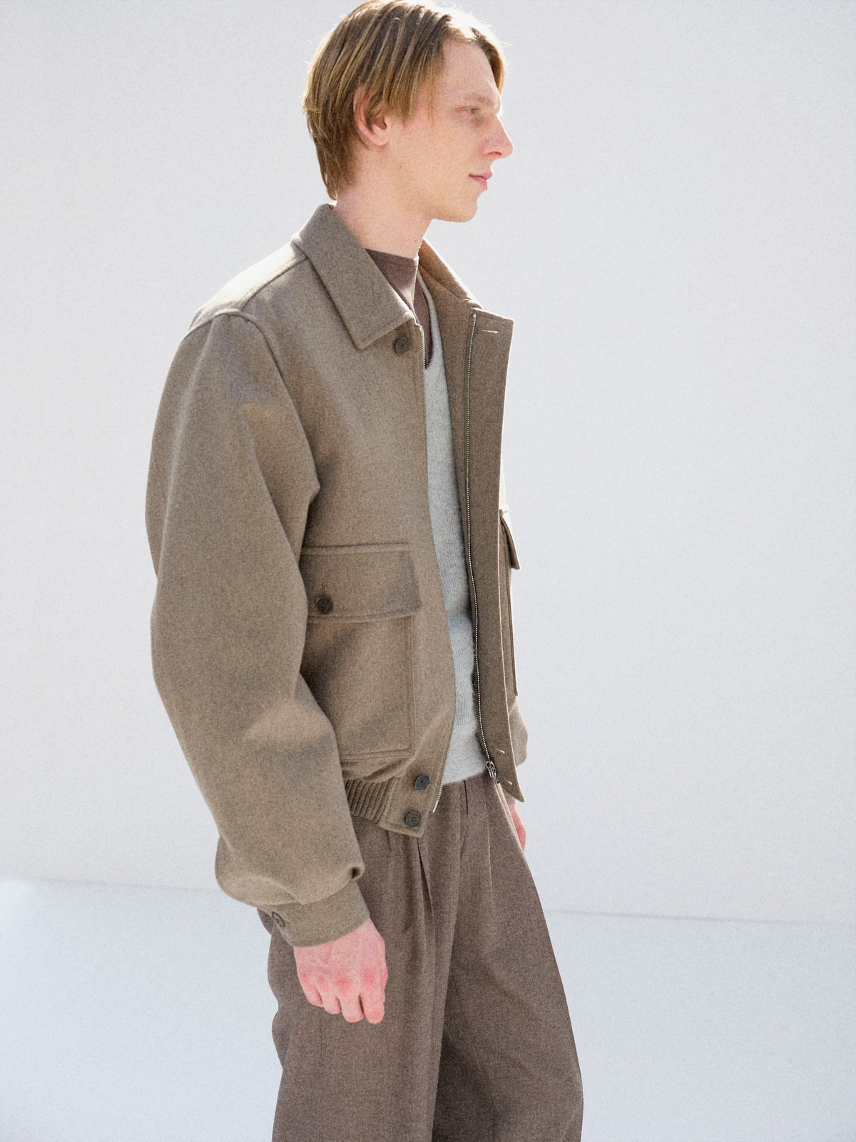 AURALEE CASHMERE MOLESKIN ZIP BLOUSON