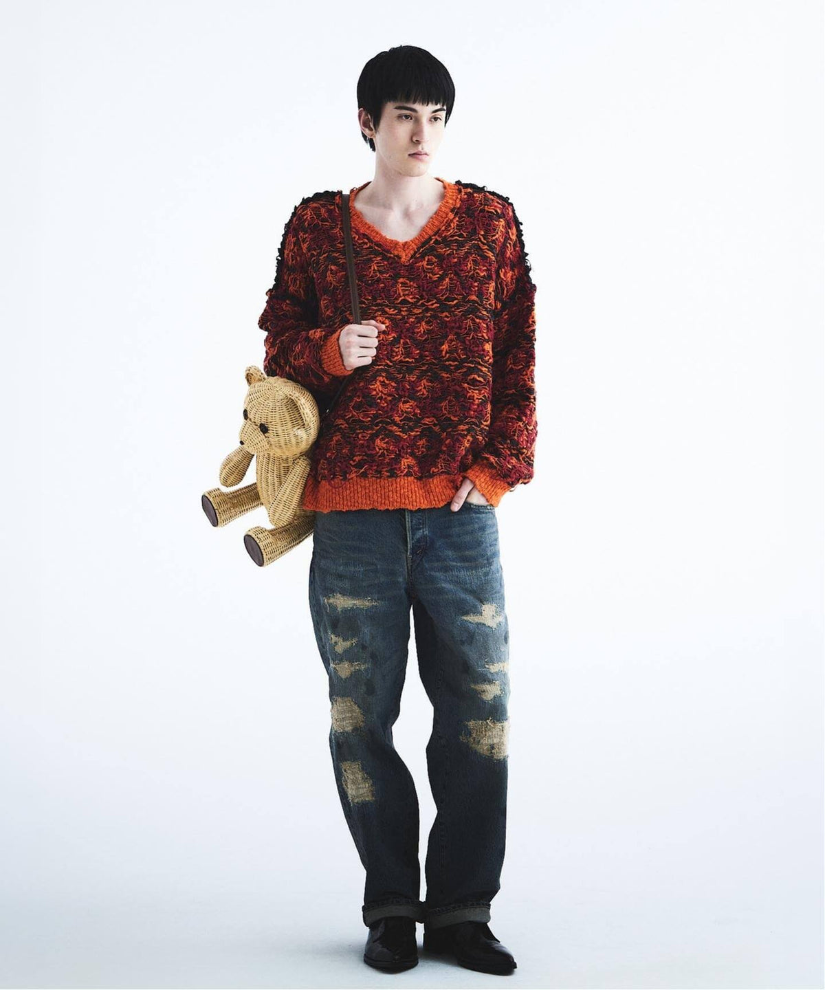 DAIRIKU Straight Vintage Repair Denim Pants