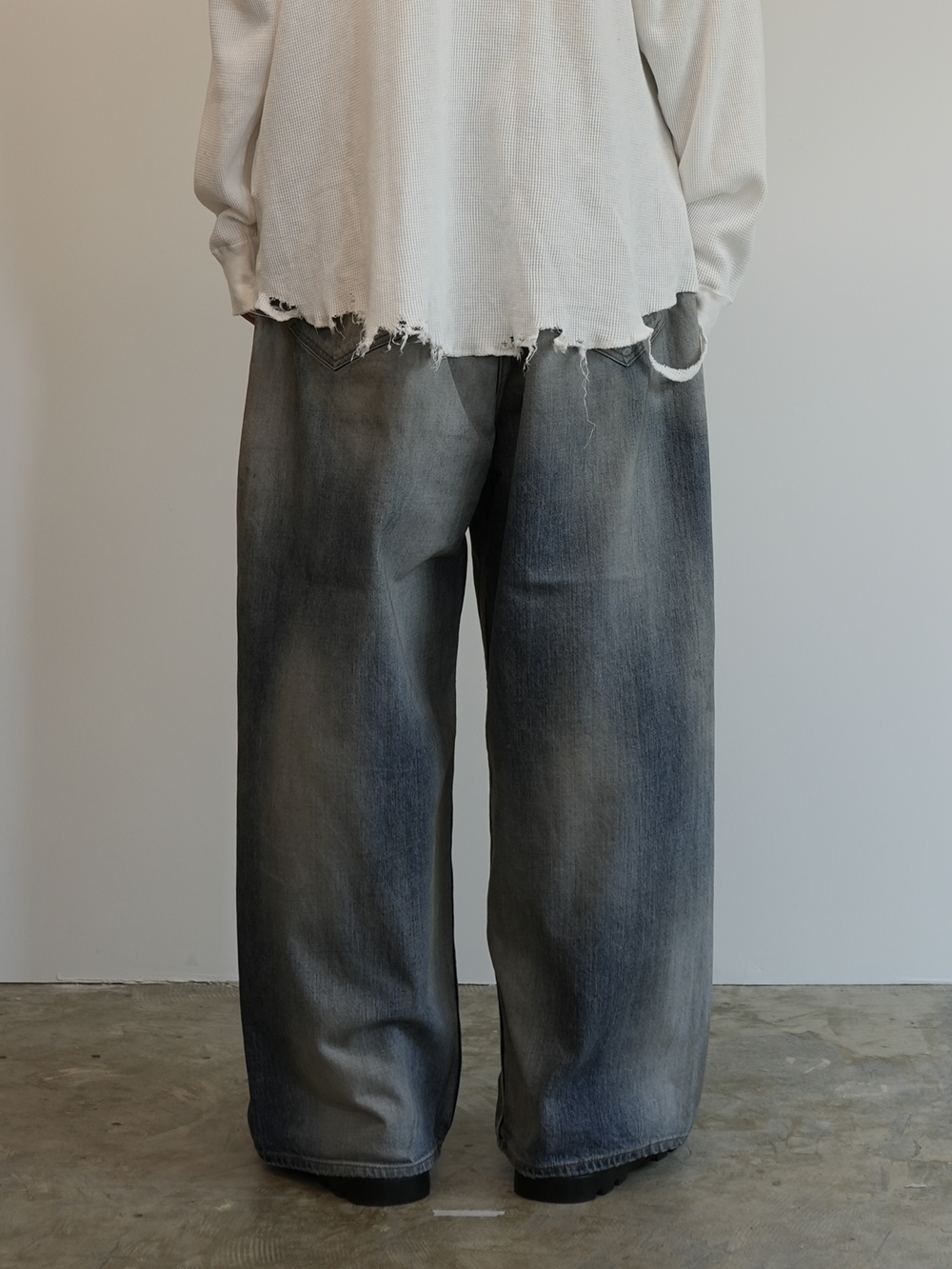 ANCELLM AGING WIDE DENIM 5P PANTS