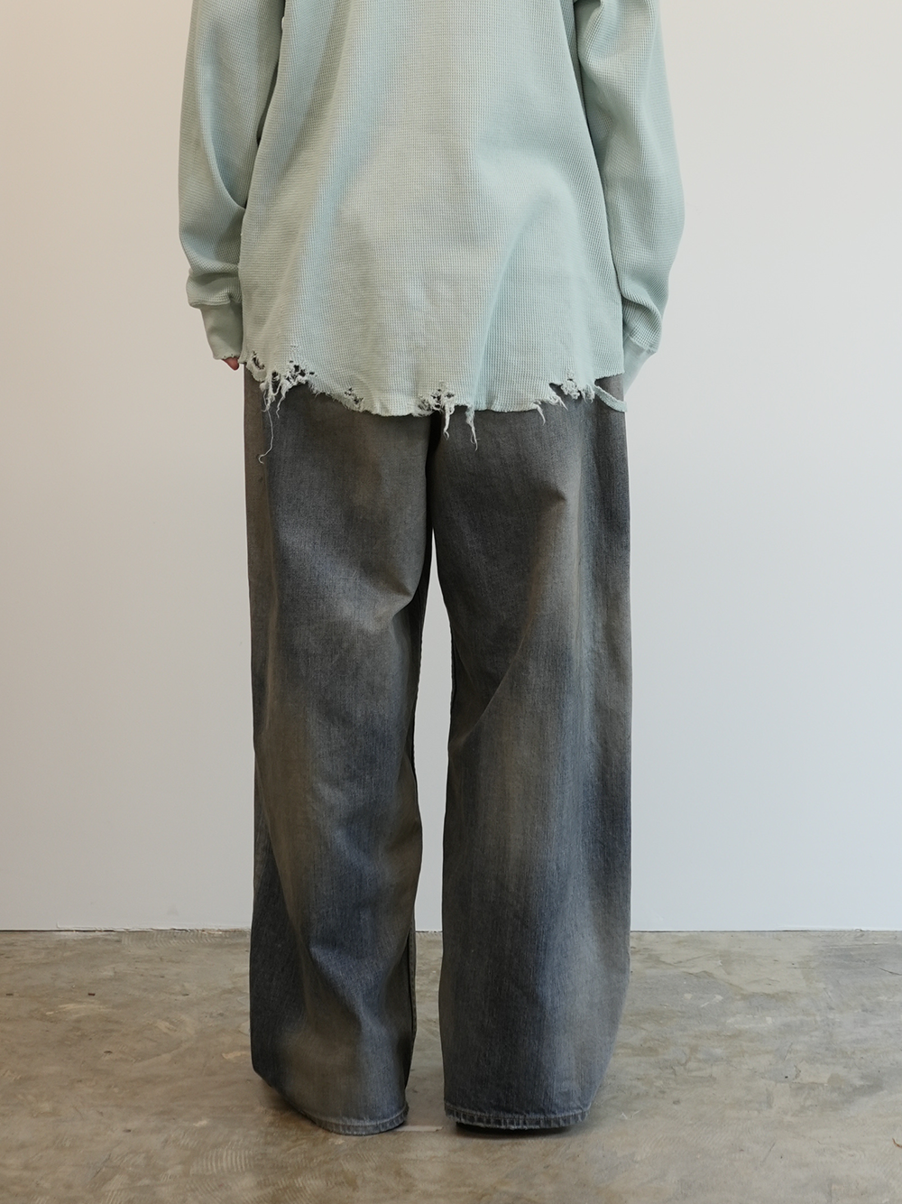 ANCELLM AGING WIDE DENIM 5P PANTS