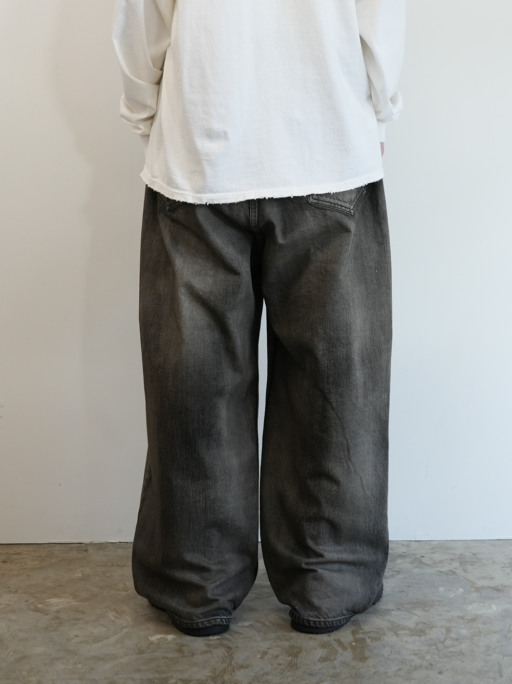 ANCELLM AGING WIDE DENIM 5P PANTS