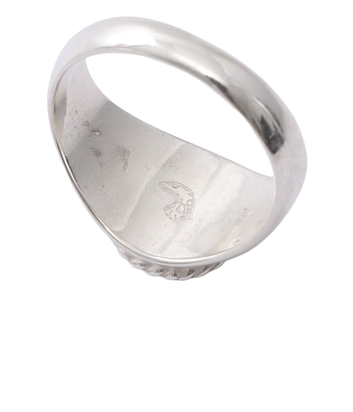 LARRY SMITH KARAKUSA EAGLE HEAD STAMPED RING (18K GOLD ACCENT) No. 36