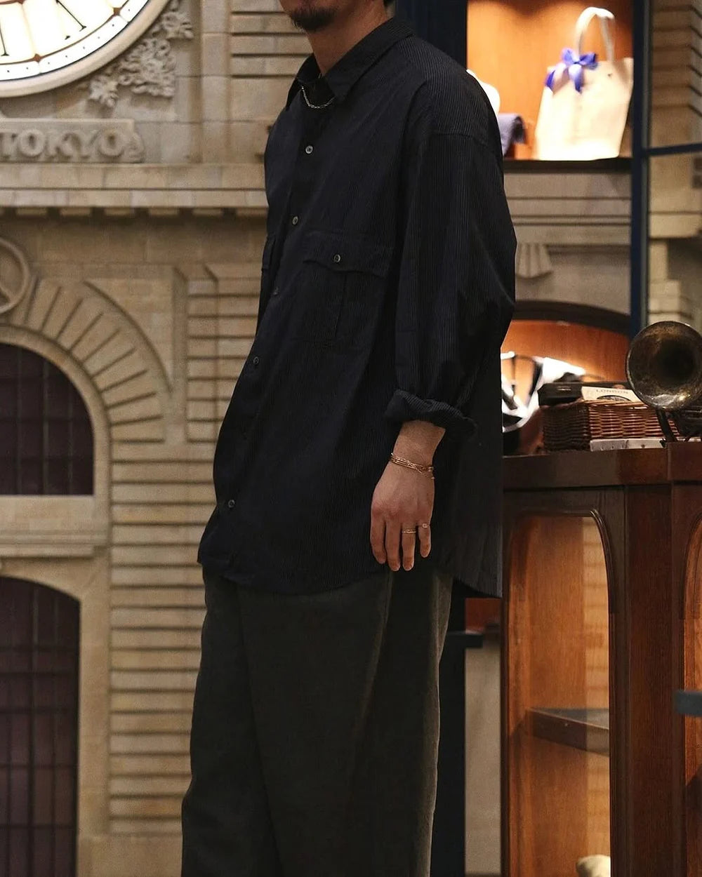 トップス Porter Classic ROLL UP PIN STRIPE SHIRT Porter Classic ROLL UP PIN STRIPE SHIRT – unexpected store