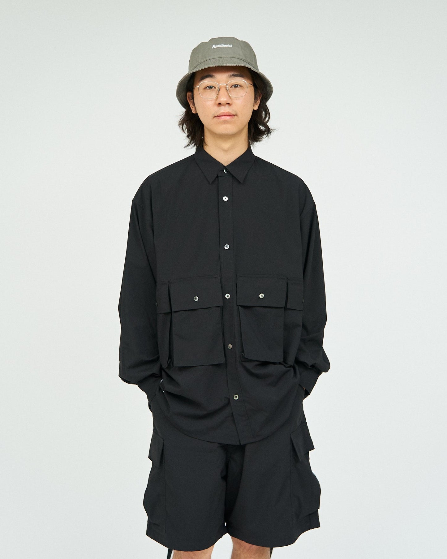 FreshService MICRO TYPEWRITER FLAP POCKET L/S SHIRT