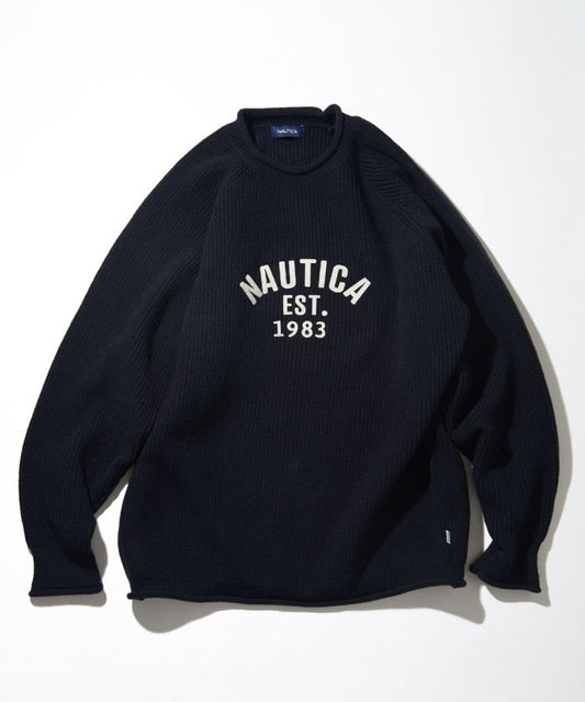 NAUTICA JAPAN Felt Patch Arch Logo Roll neck Sweater