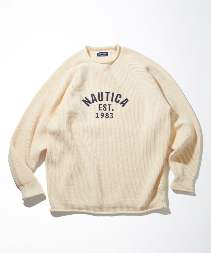 NAUTICA JAPAN Felt Patch Arch Logo Roll neck Sweater