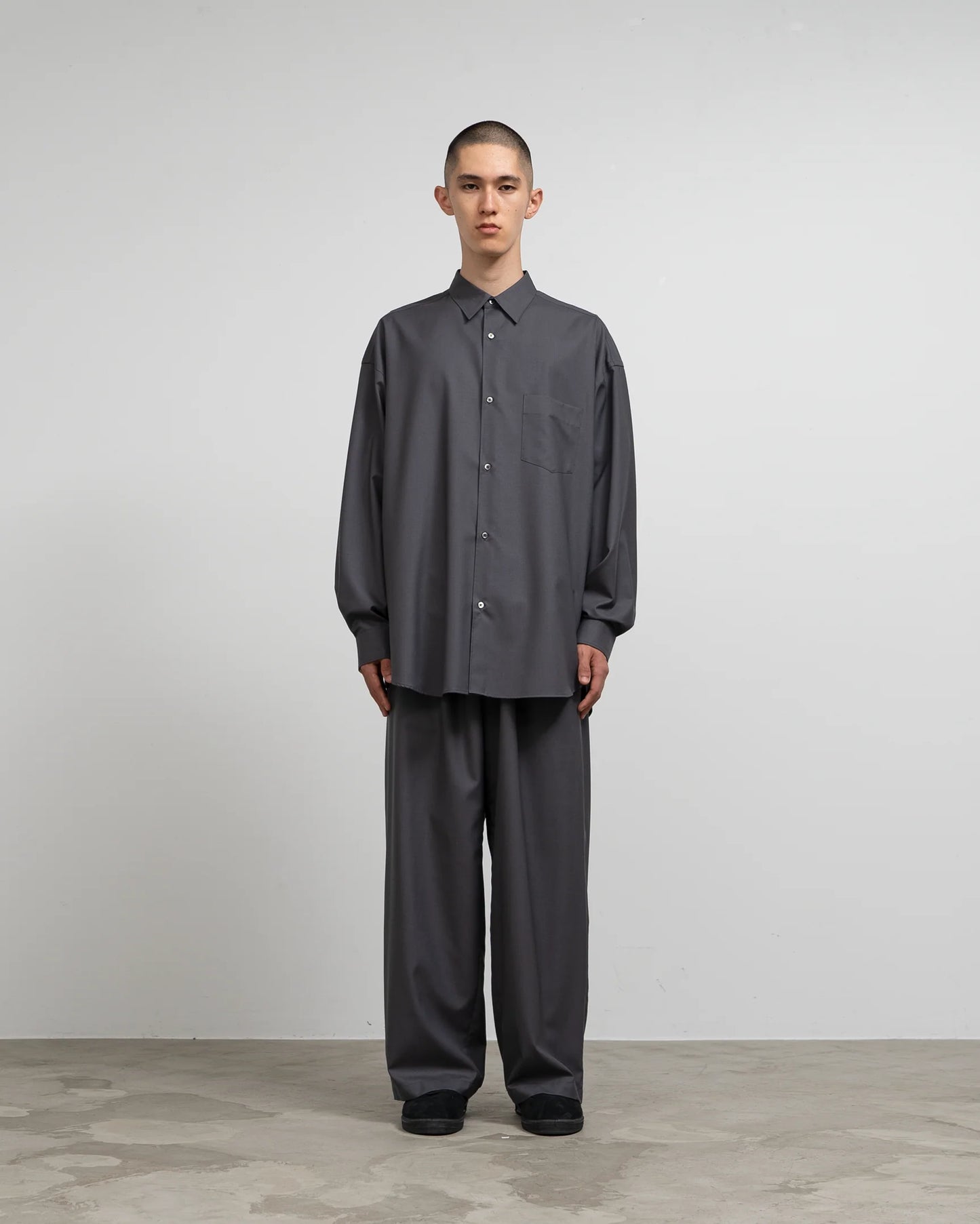 Graphpaper Fine Wool Tropical Oversized Regular Collar Shirt