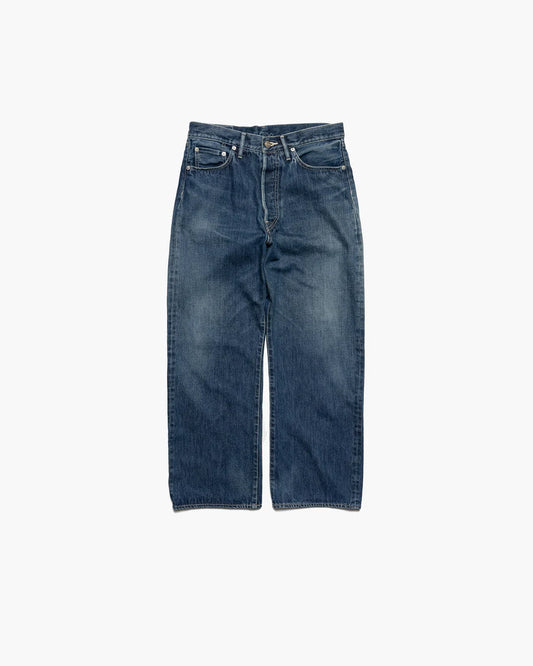 Graphpaper Selvage Denim Five Pocket Wide Straight Pants - DARK FADE