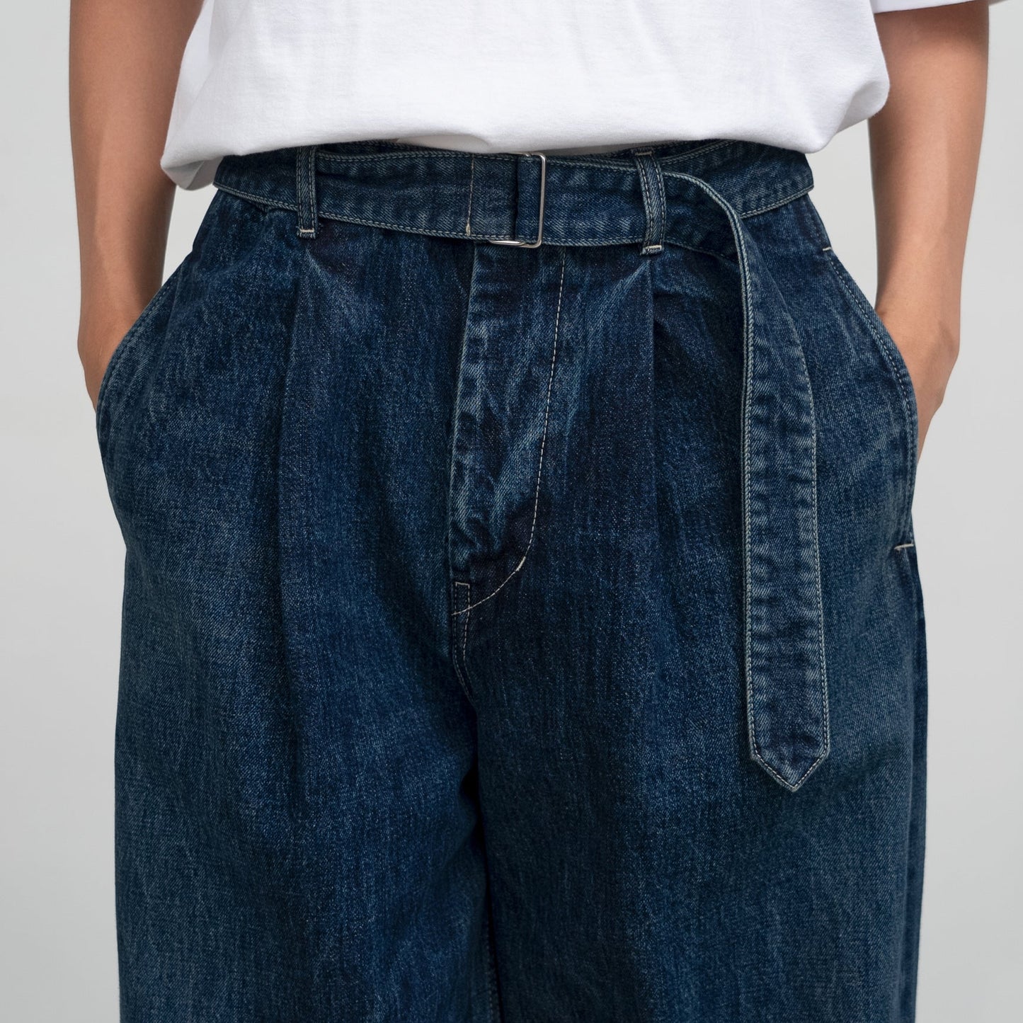 Graphpaper Selvage Denim Belted Pants - DARK FADE