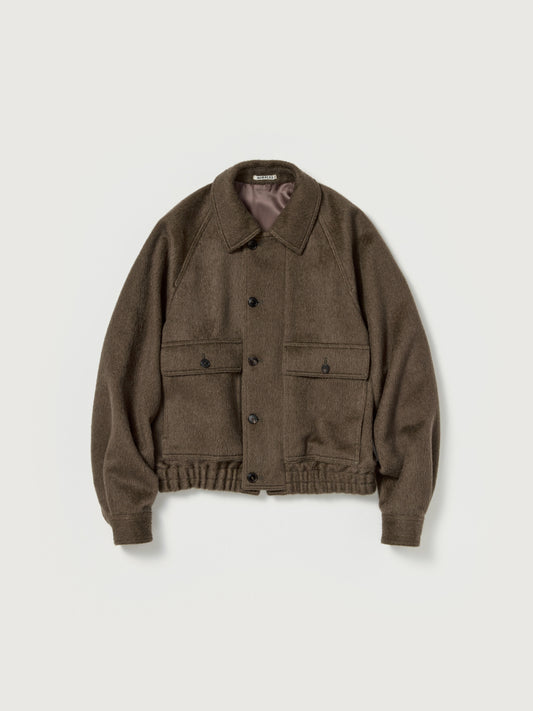 AURALEE HAIRY WOOL MOHAIR CHAMBRAY BLOUSON