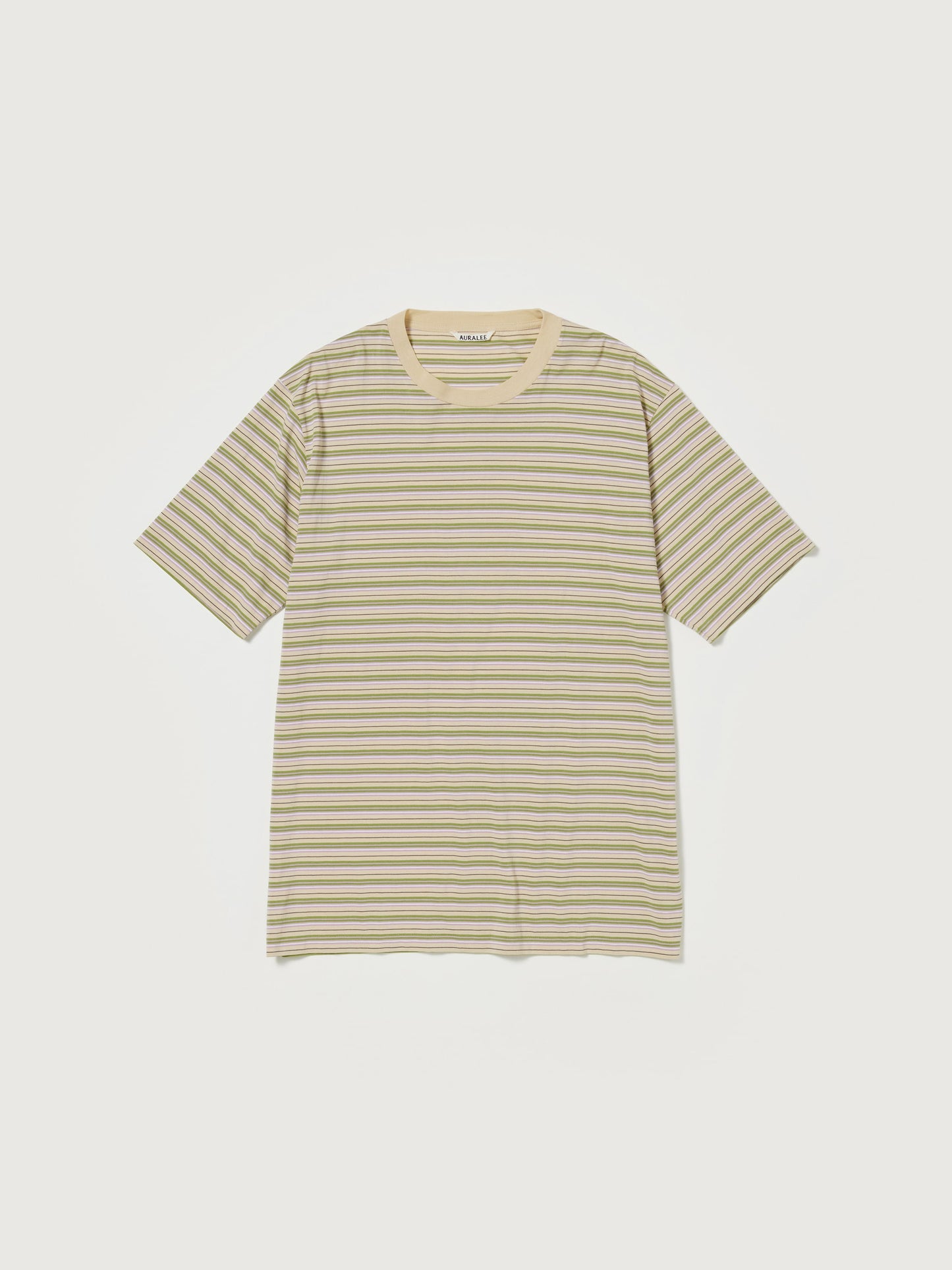 AURALEE HARD TWIST COTTON BORDER TEE