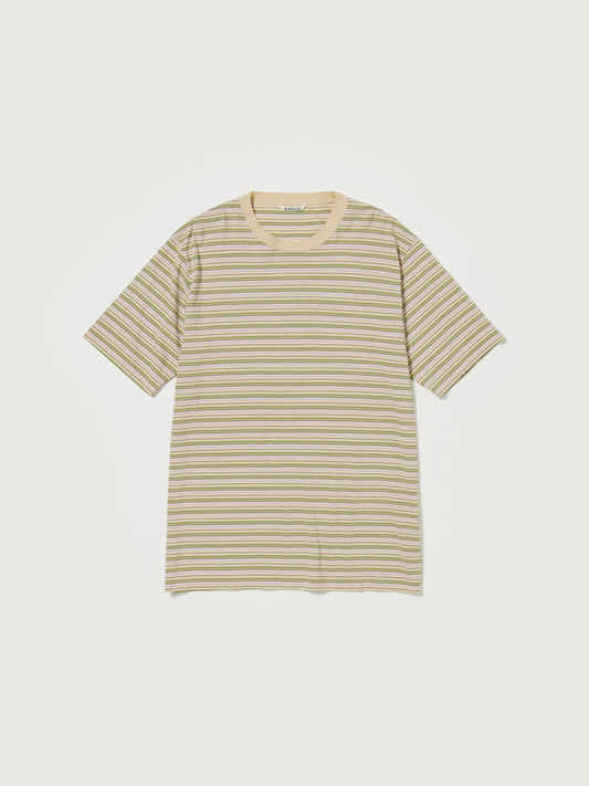 AURALEE HARD TWIST COTTON BORDER TEE