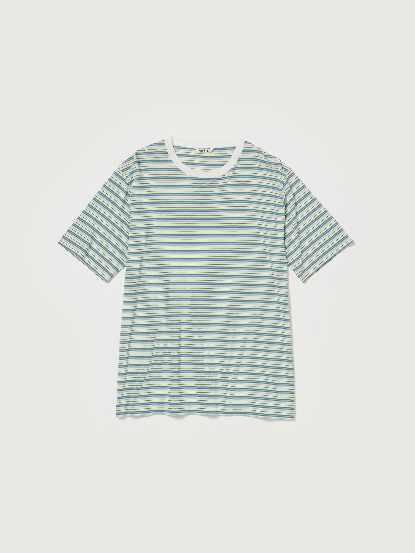 AURALEE HARD TWIST COTTON BORDER TEE